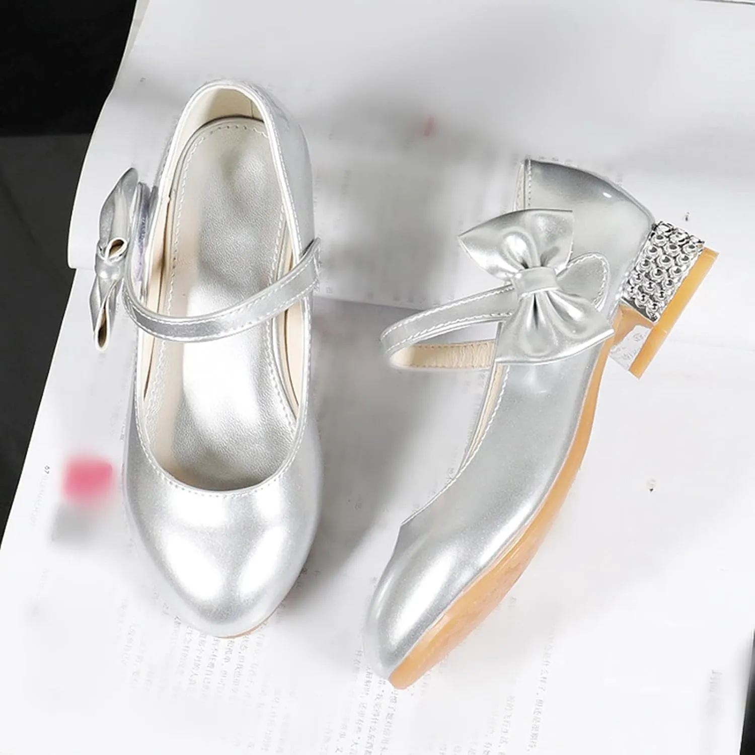 Shoes Low Heel Toddler Girls Dress Shoes Cute Bowknot Patent Mary Jane Flower Girls Wedding School Party