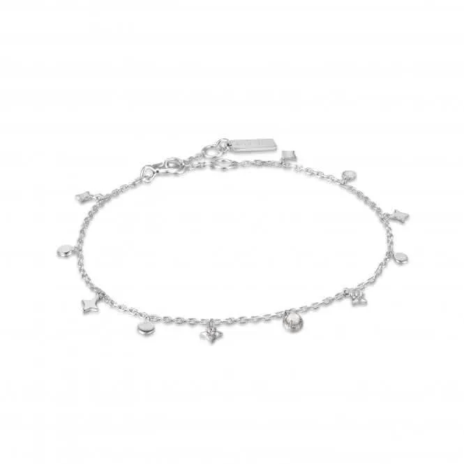 Silver Star Mother Of Pearl Drop Anklet F034-01H