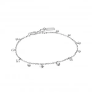 Silver Star Mother Of Pearl Drop Anklet F034-01H