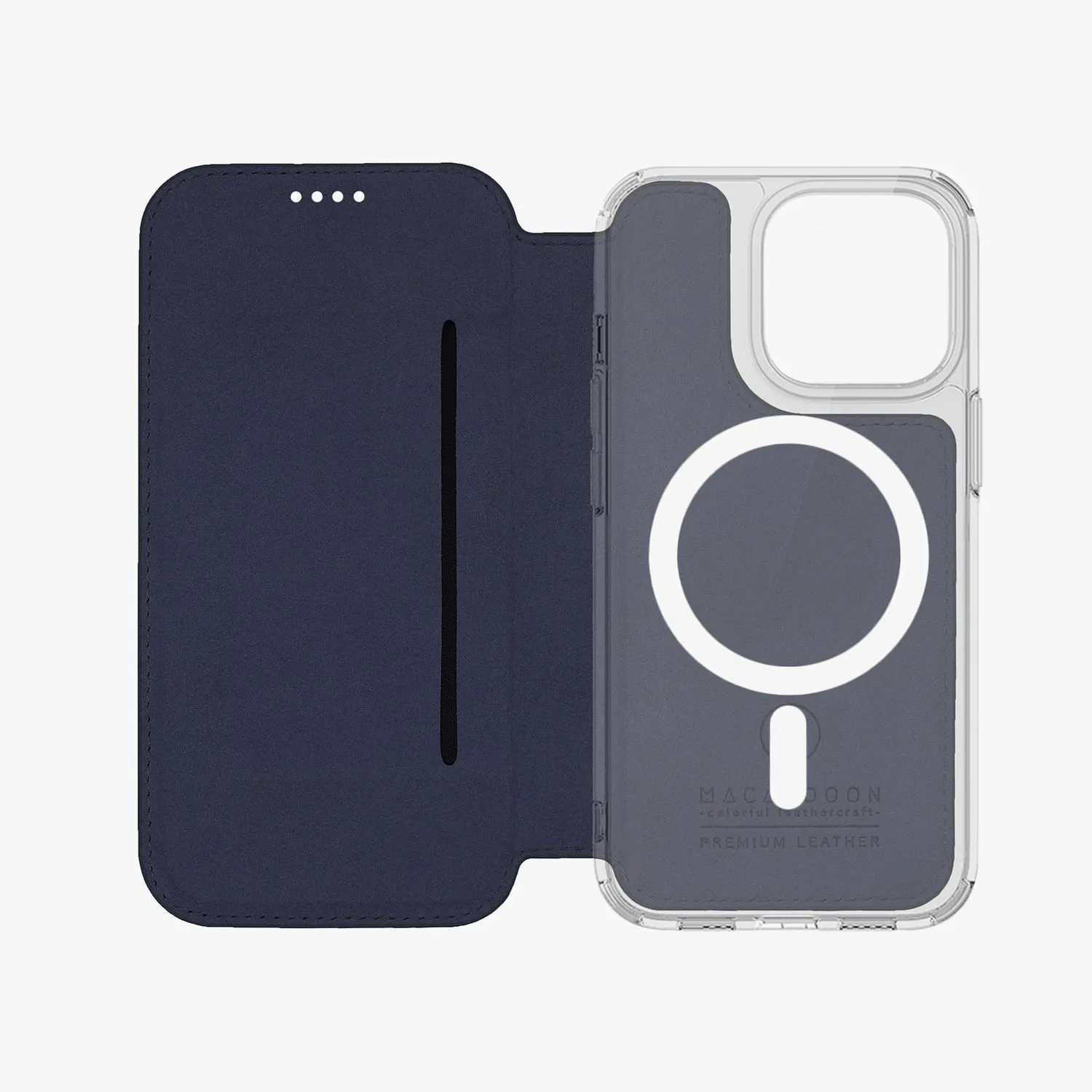 Sleek iPhone 14 Pro Max MagSafe Leather Flip Cover with Clear Case