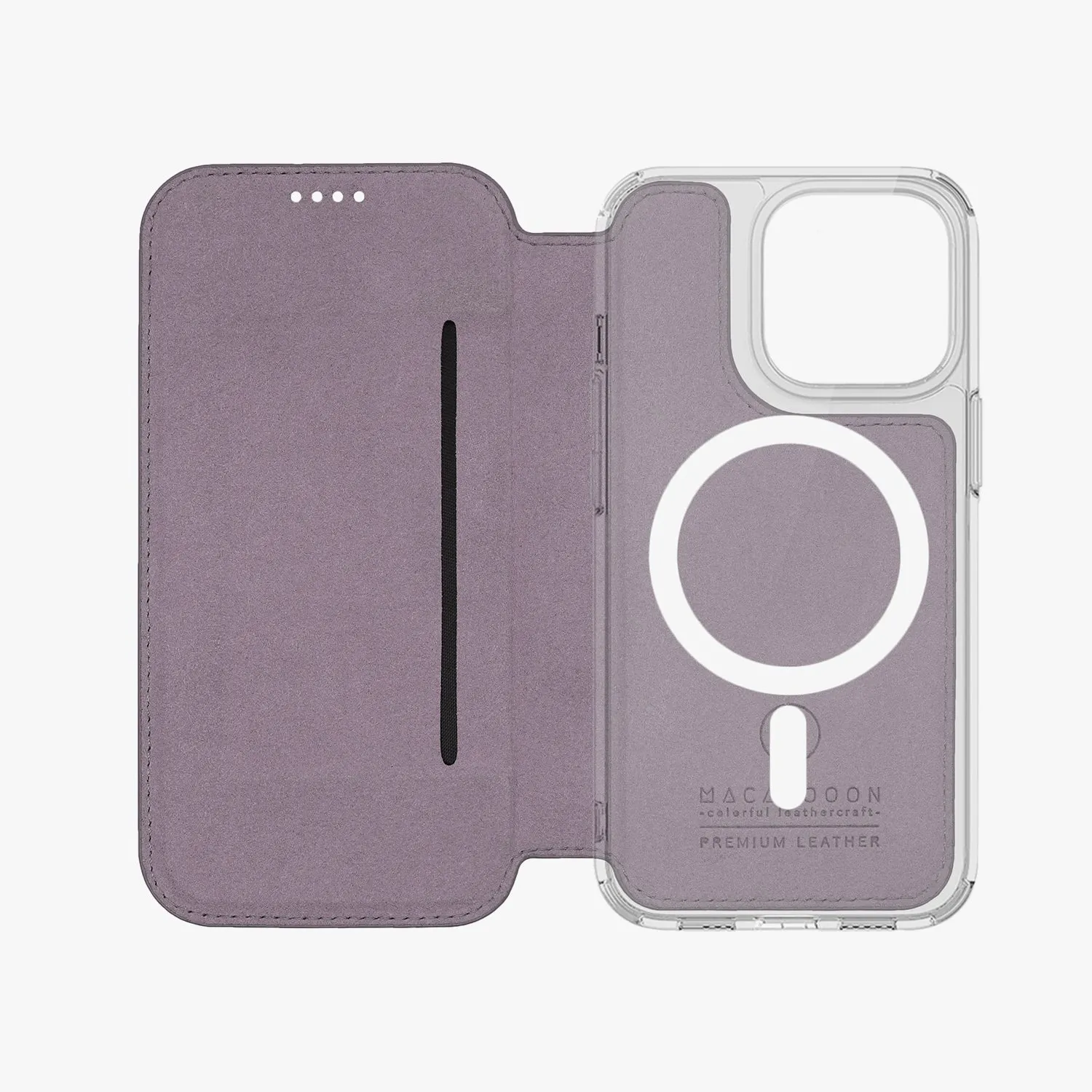Sleek iPhone 14 Pro Max MagSafe Leather Flip Cover with Clear Case