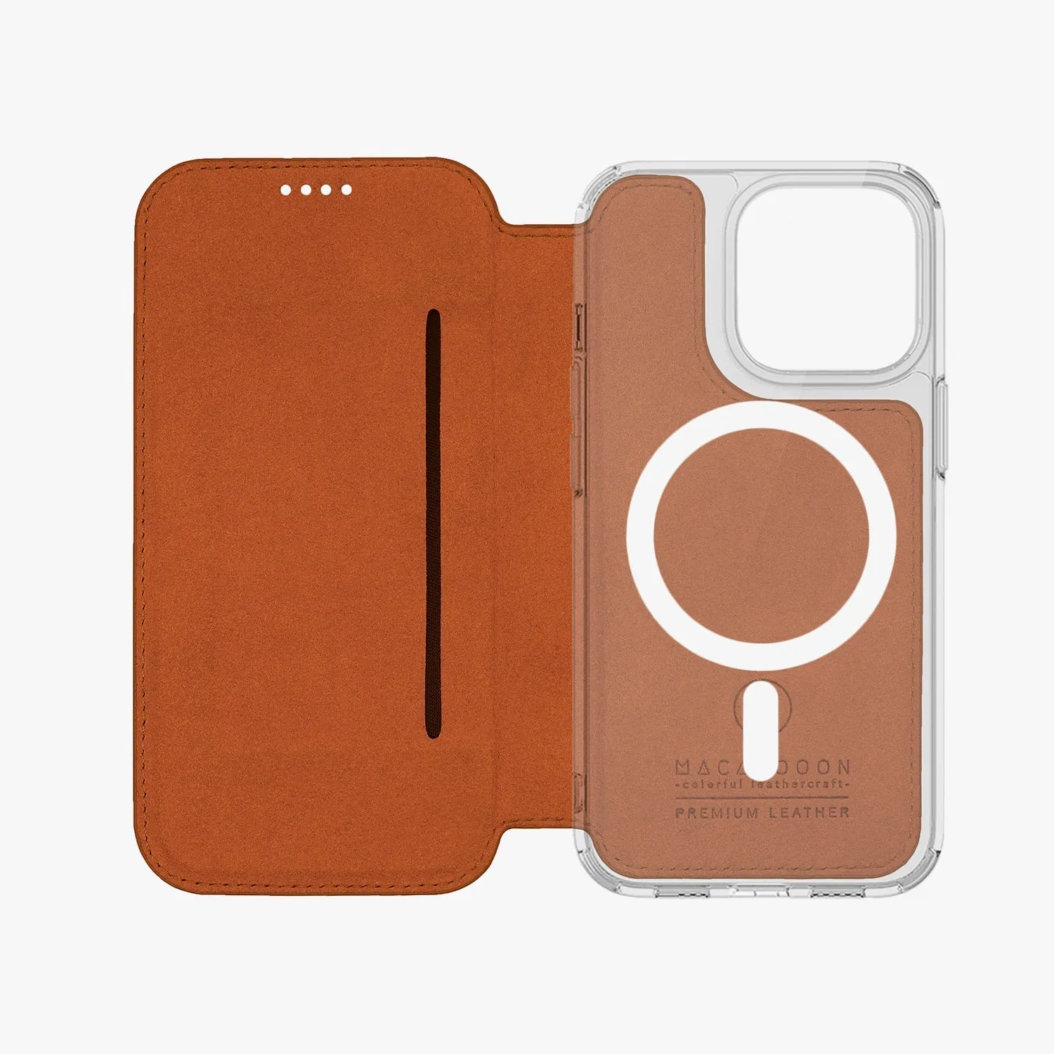 Sleek iPhone 14 Pro Max MagSafe Leather Flip Cover with Clear Case