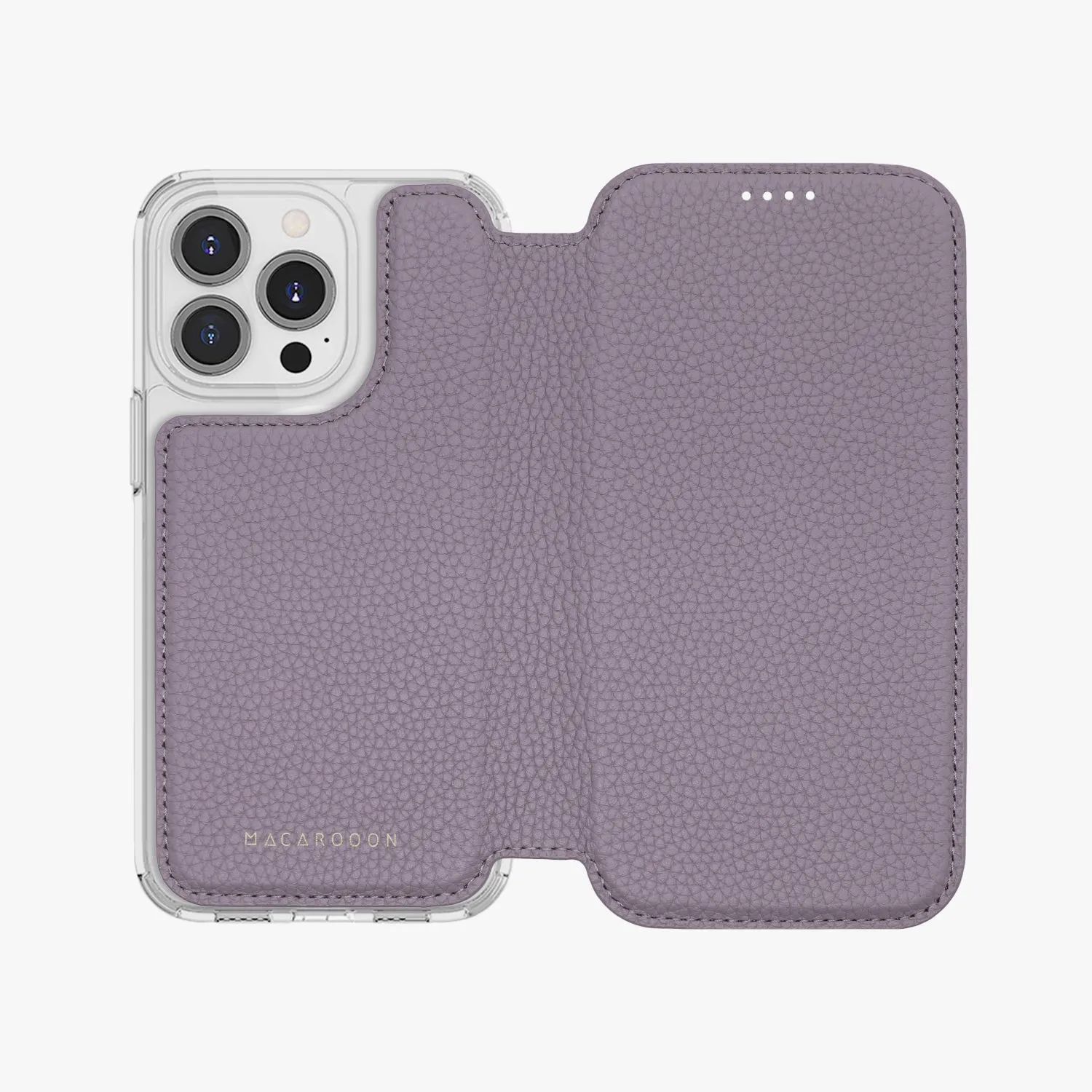 Sleek iPhone 14 Pro Max MagSafe Leather Flip Cover with Clear Case