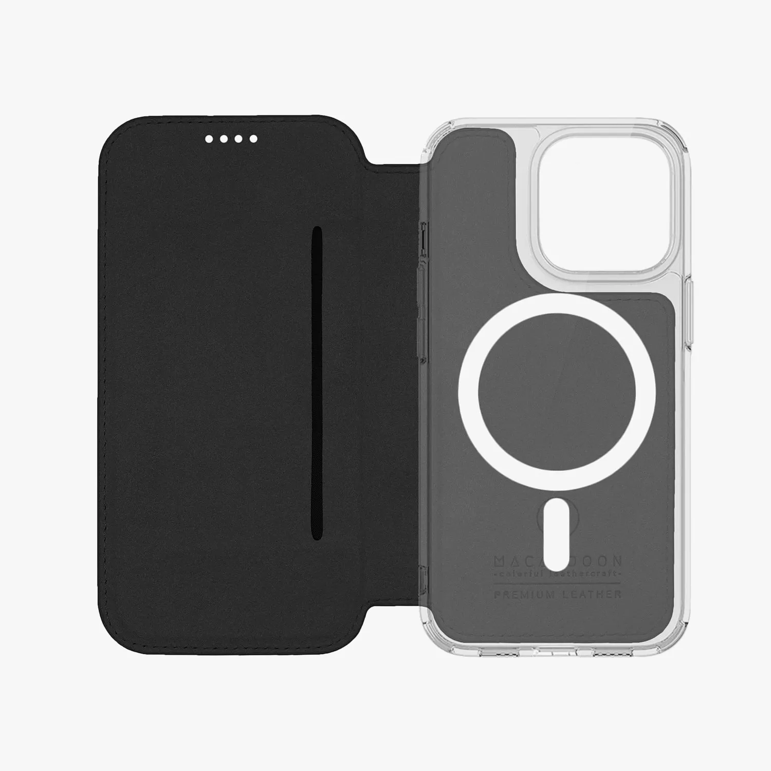 Sleek iPhone 14 Pro Max MagSafe Leather Flip Cover with Clear Case