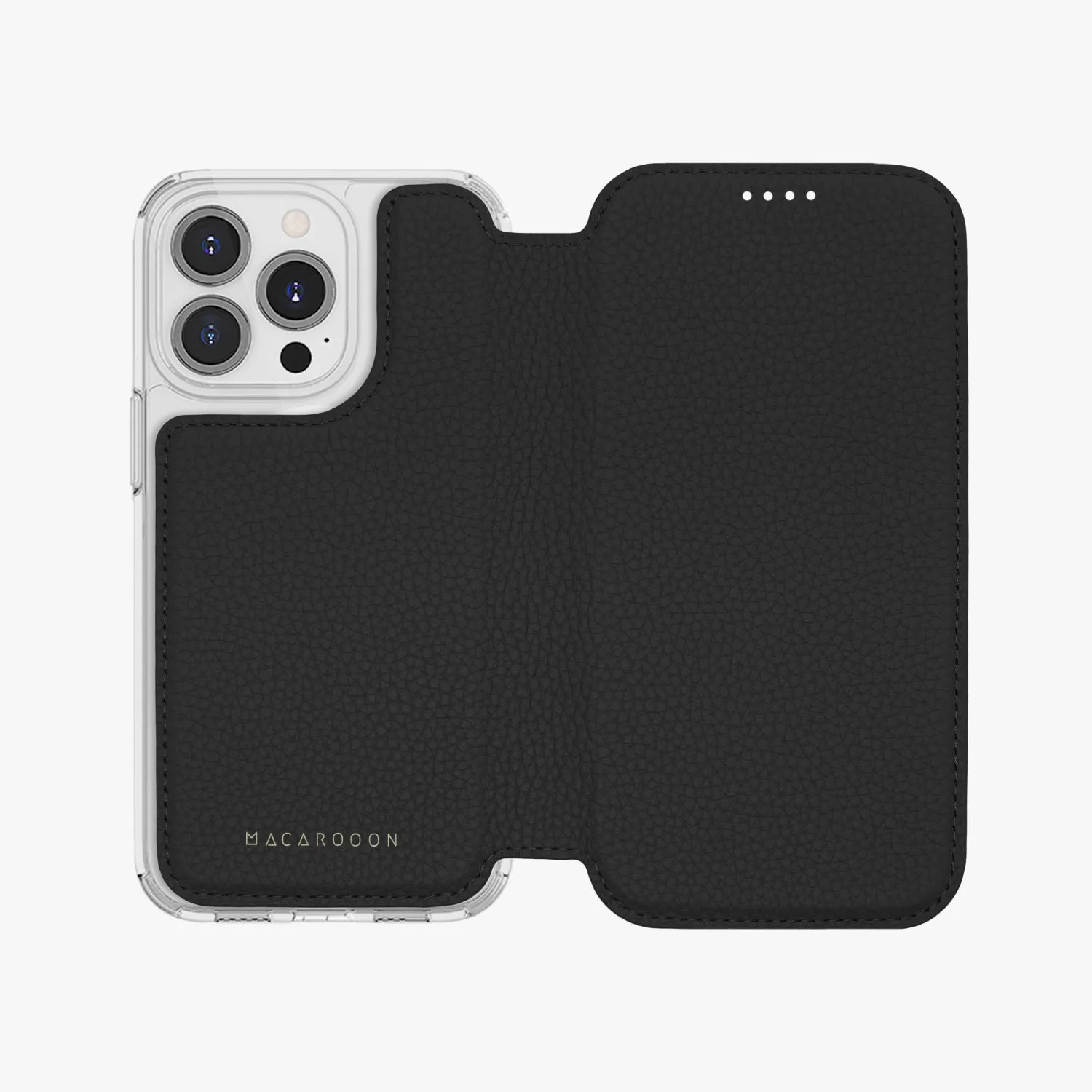 Sleek iPhone 14 Pro Max MagSafe Leather Flip Cover with Clear Case