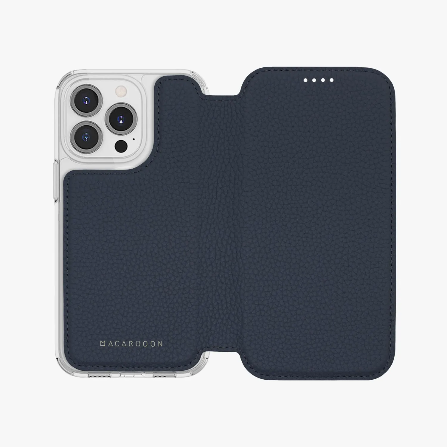 Sleek iPhone 14 Pro Max MagSafe Leather Flip Cover with Clear Case