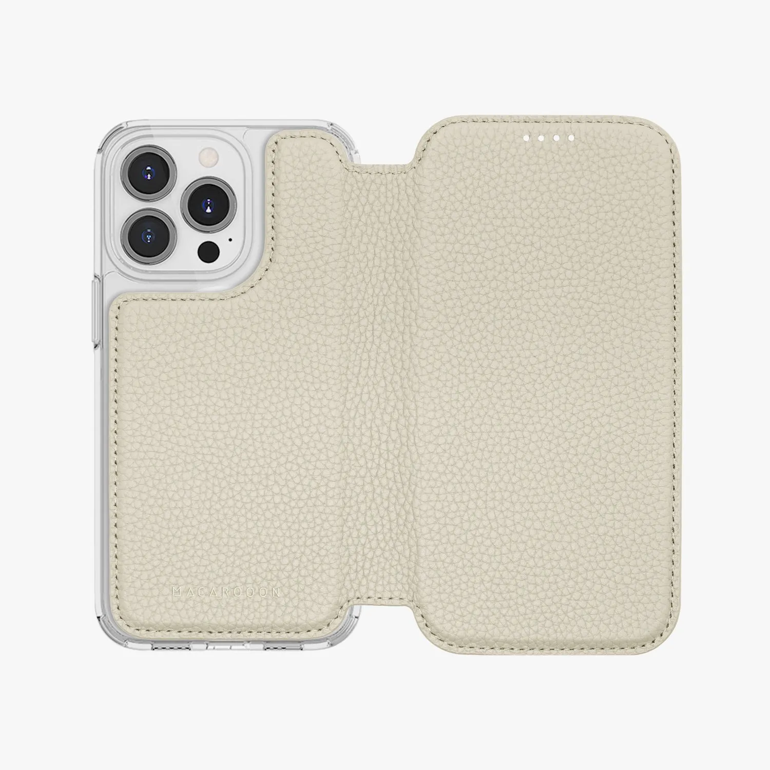 Sleek iPhone 14 Pro Max MagSafe Leather Flip Cover with Clear Case