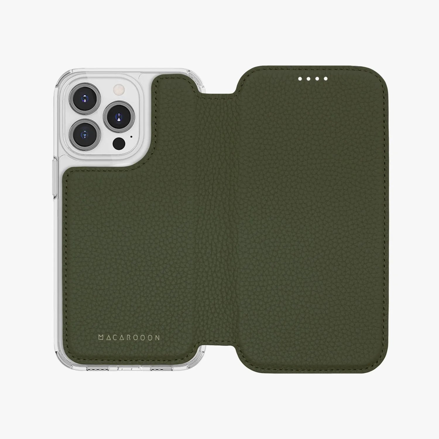 Sleek iPhone 14 Pro Max MagSafe Leather Flip Cover with Clear Case