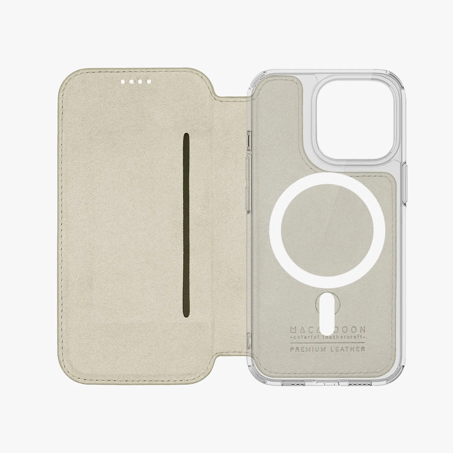 Sleek iPhone 14 Pro Max MagSafe Leather Flip Cover with Clear Case