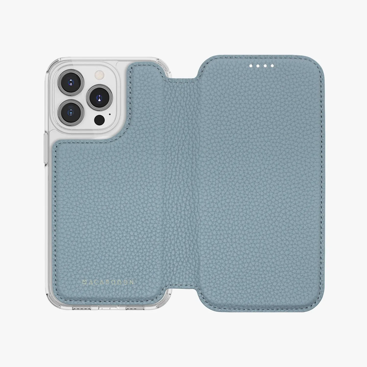 Sleek iPhone 14 Pro Max MagSafe Leather Flip Cover with Clear Case