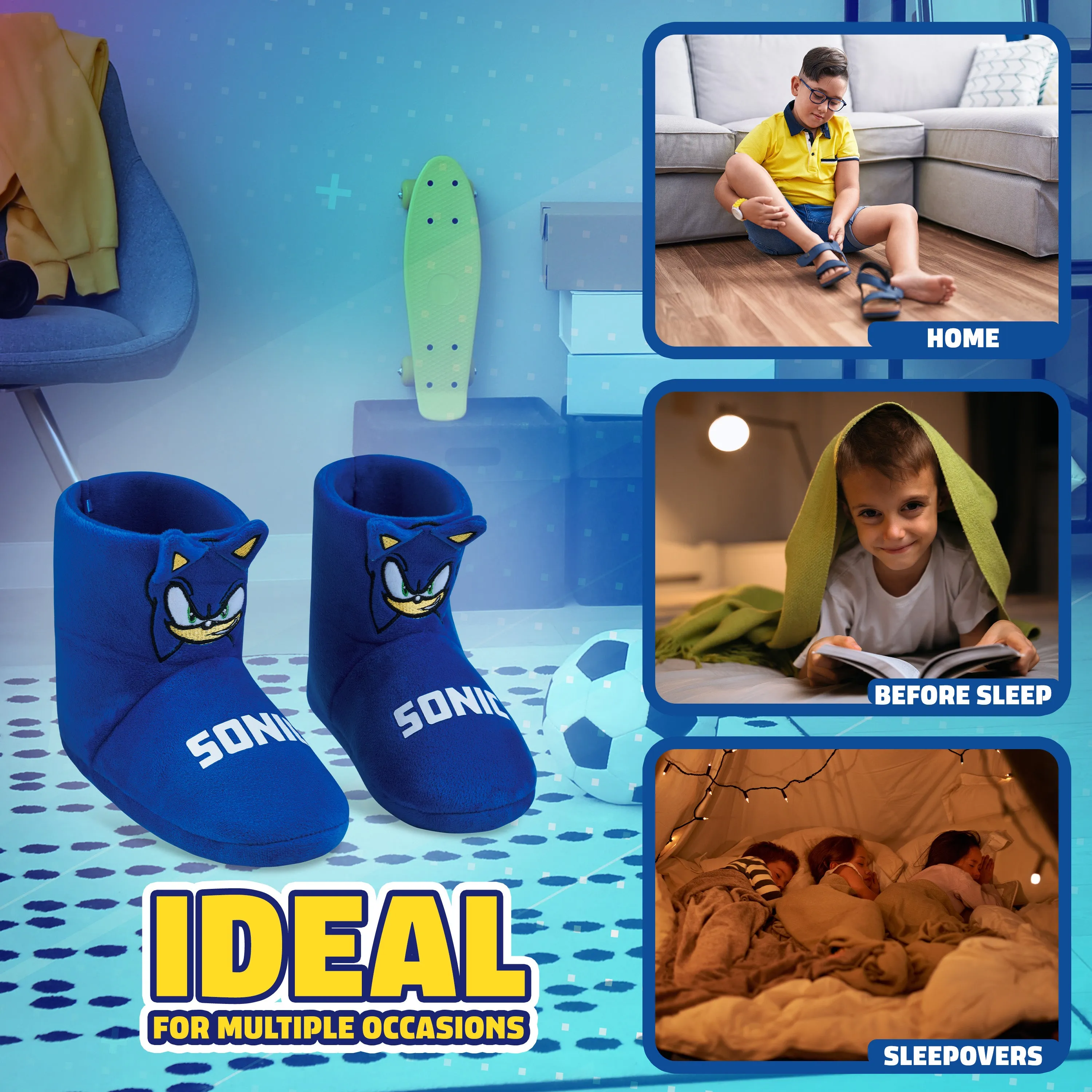 Sonic The Hedgehog Boys Slippers - Warm 3D Kids Slippers