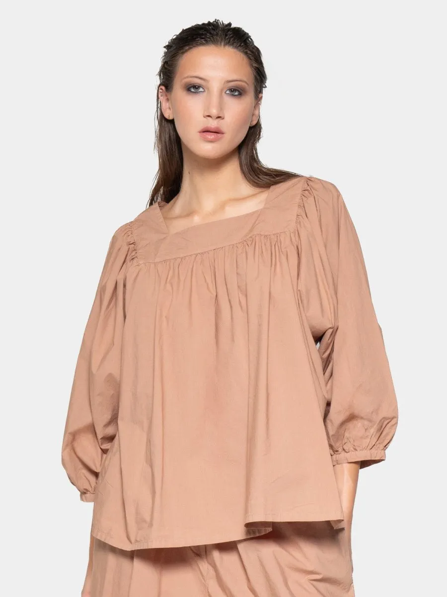 Square Neck Organic Cotton Peasant Blouse