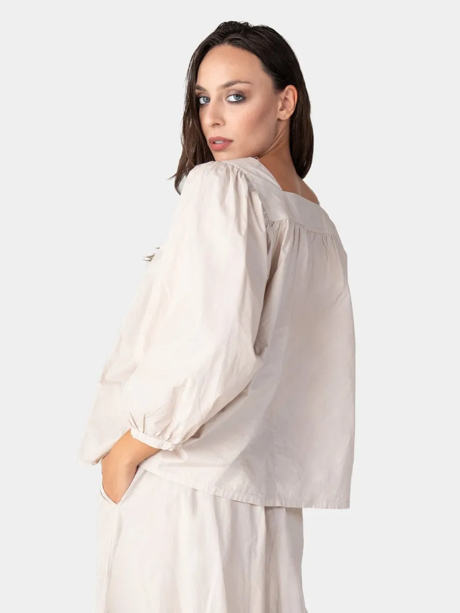 Square Neck Organic Cotton Peasant Blouse
