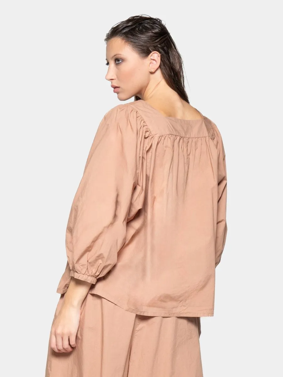 Square Neck Organic Cotton Peasant Blouse