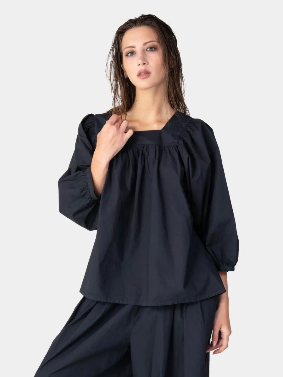 Square Neck Organic Cotton Peasant Blouse