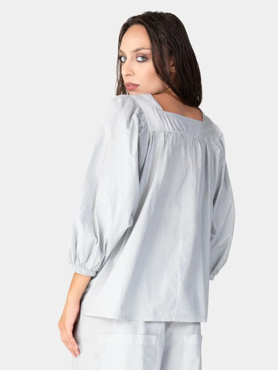 Square Neck Organic Cotton Peasant Blouse