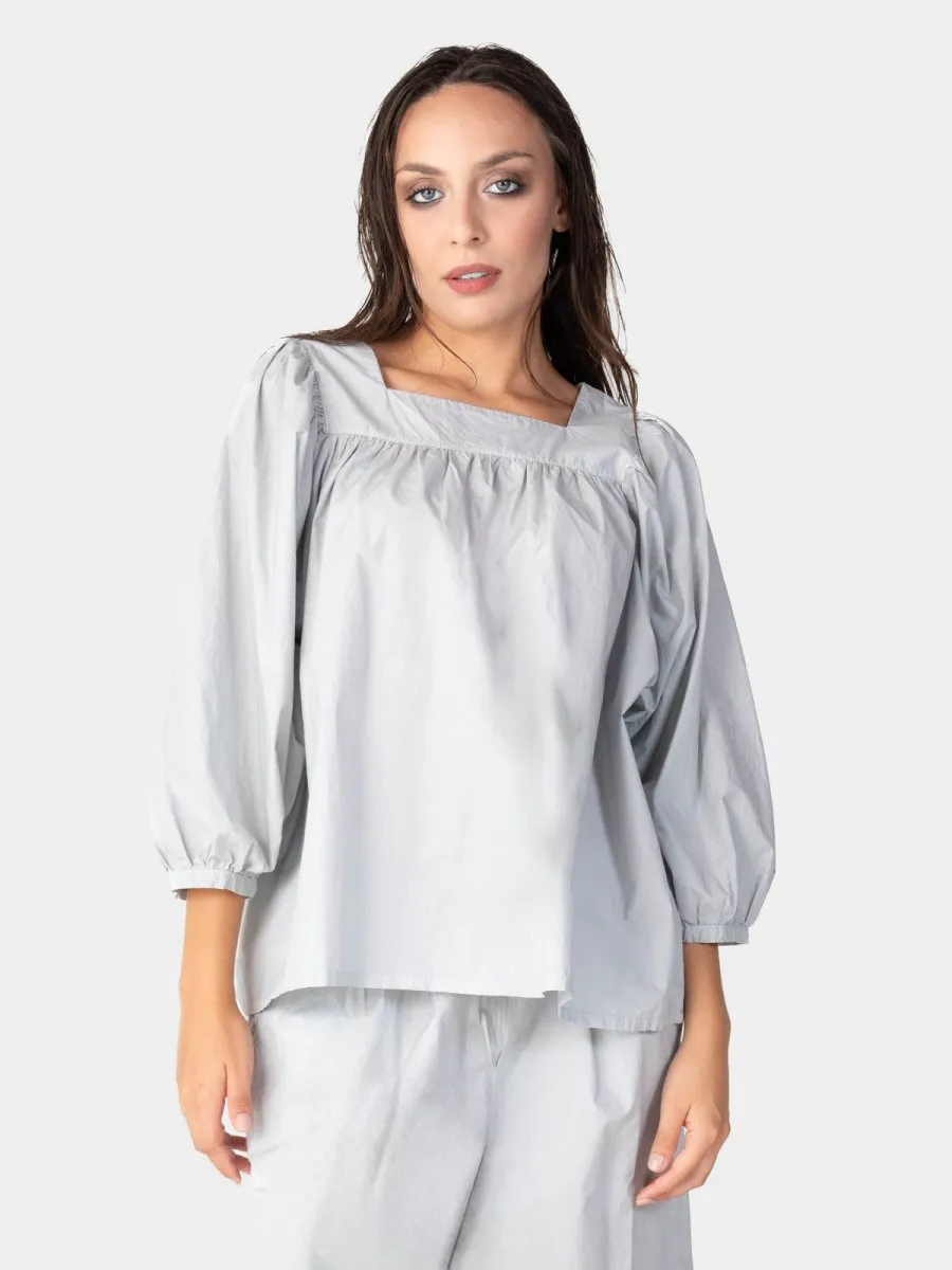Square Neck Organic Cotton Peasant Blouse