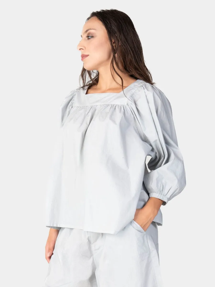 Square Neck Organic Cotton Peasant Blouse