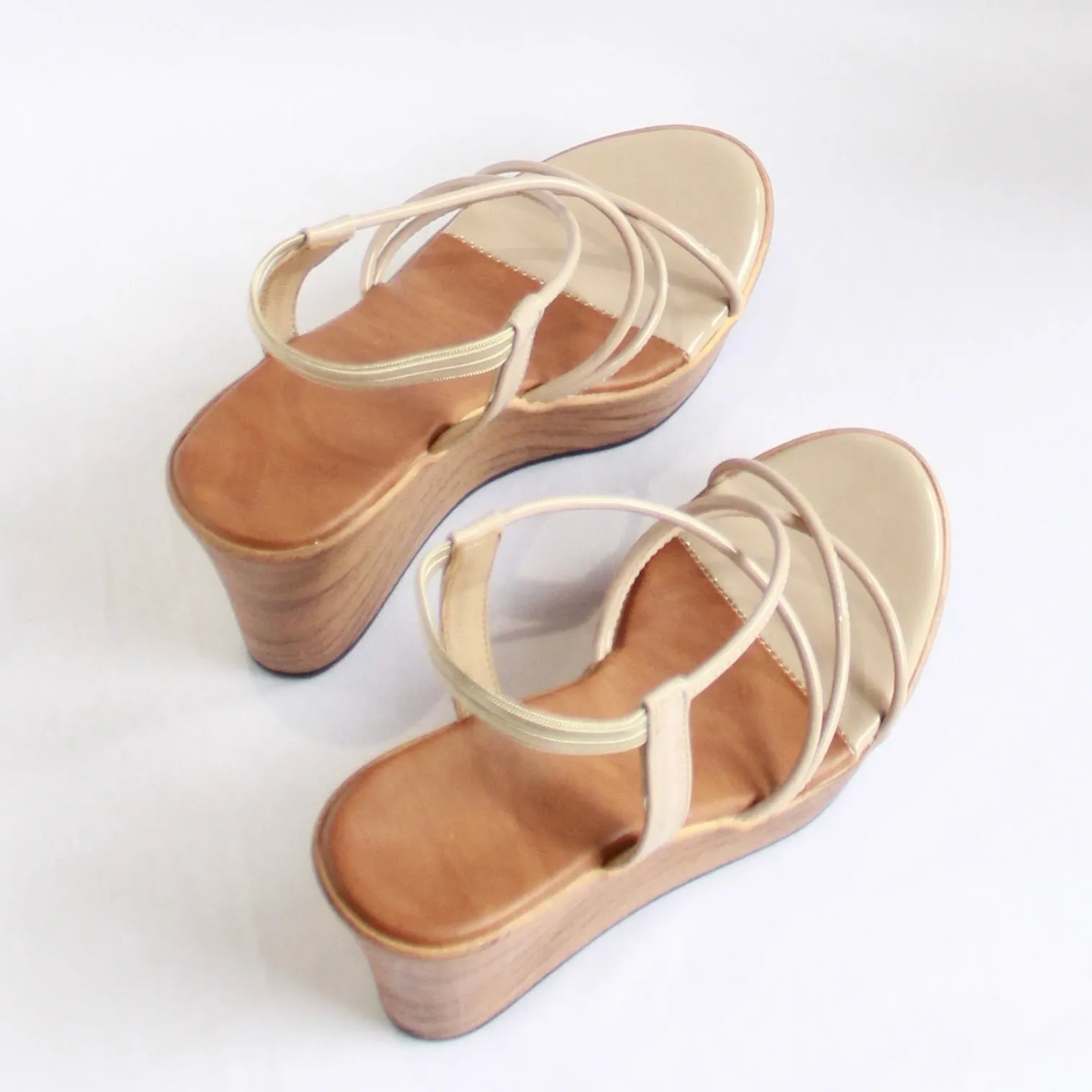 Strappy Wedges - Nude