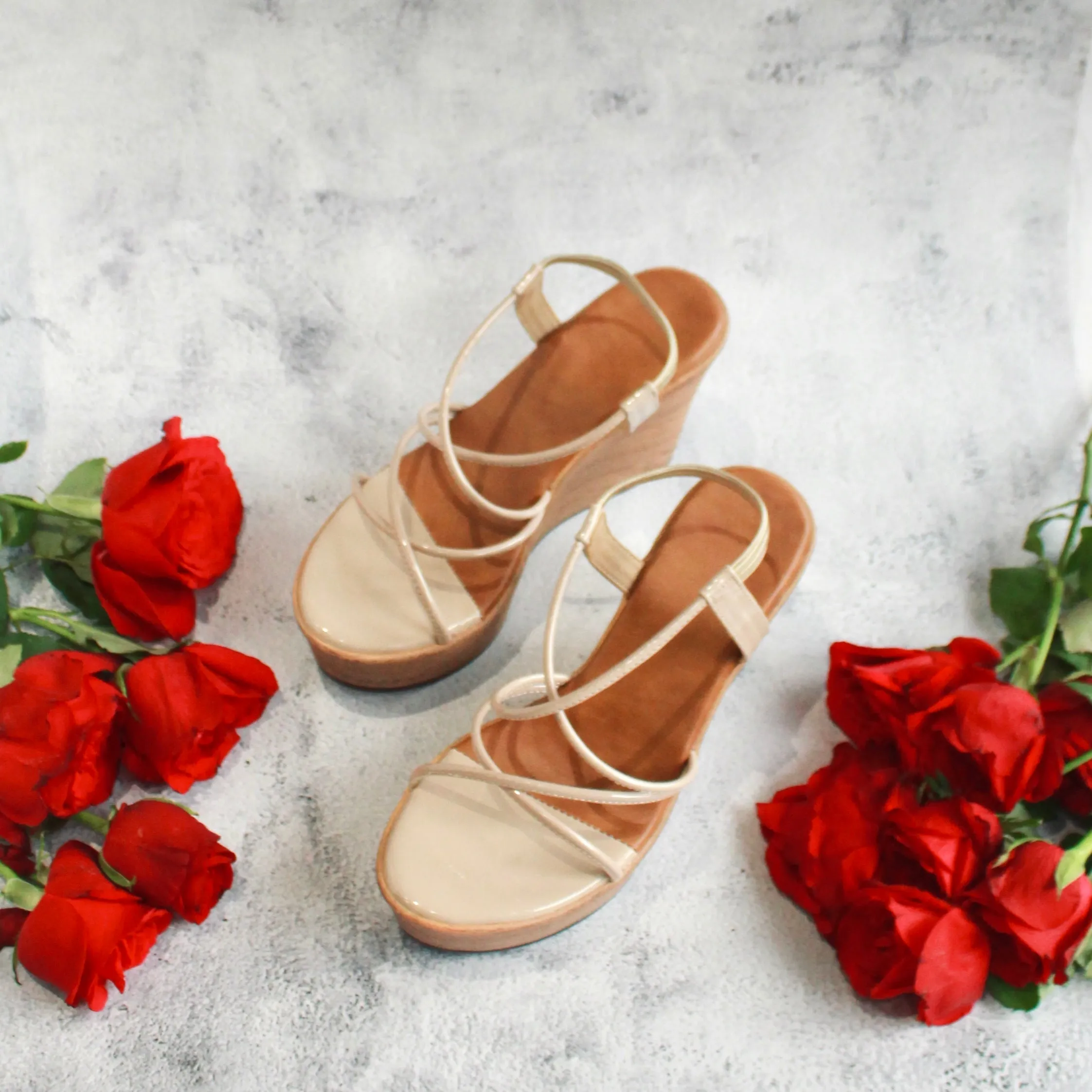 Strappy Wedges - Nude