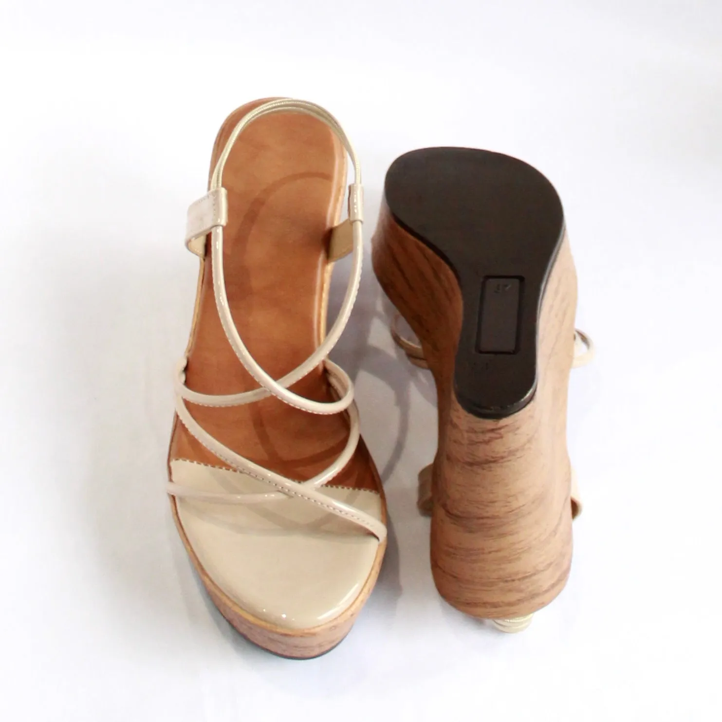Strappy Wedges - Nude