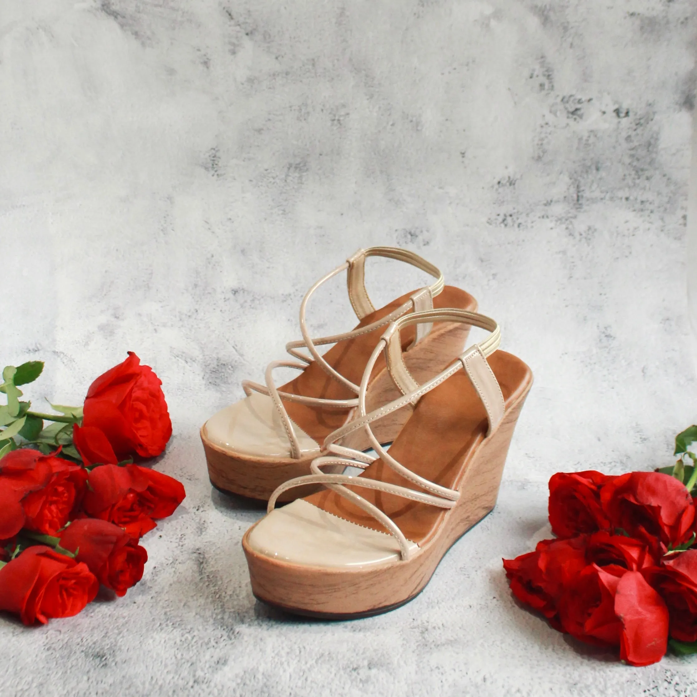 Strappy Wedges - Nude