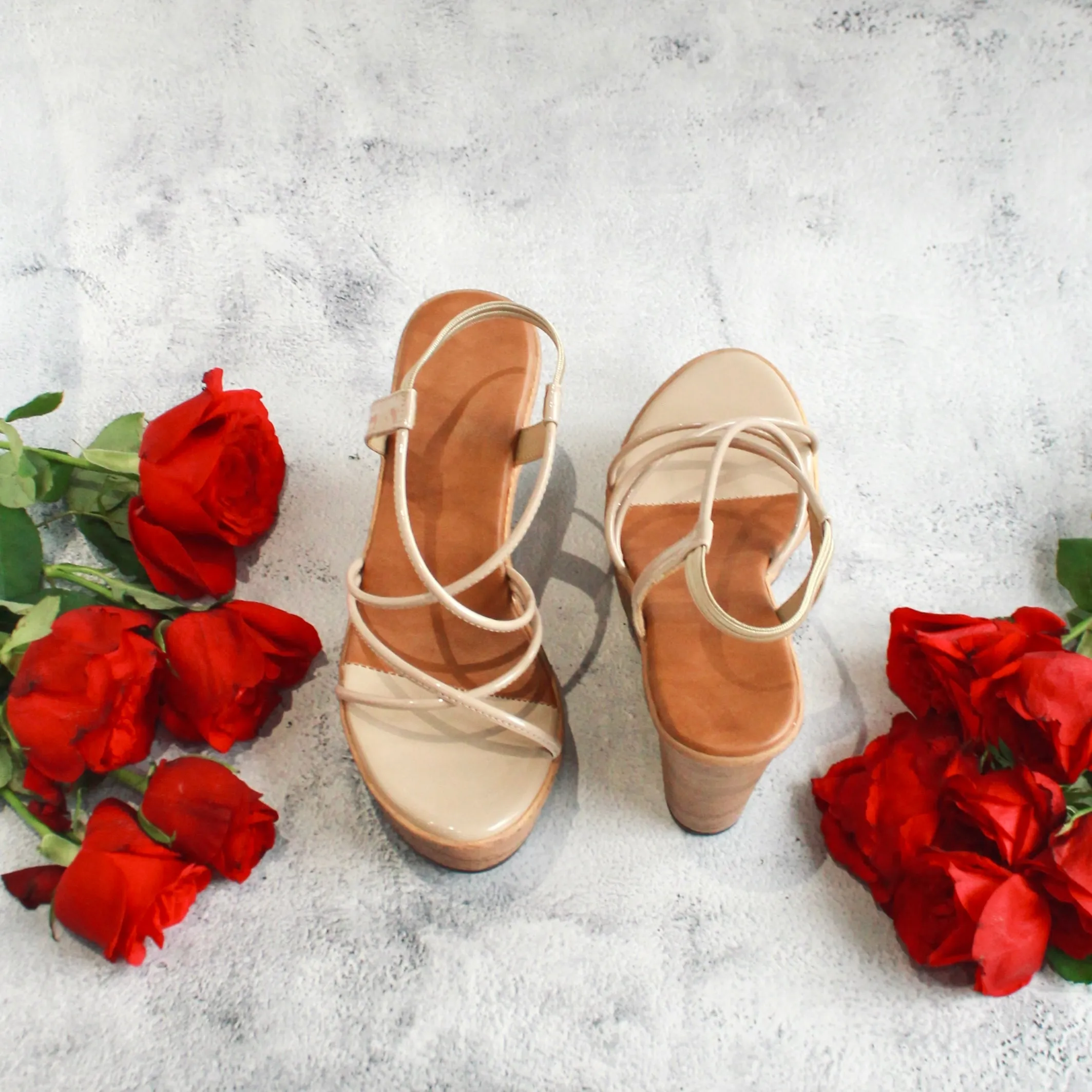 Strappy Wedges - Nude