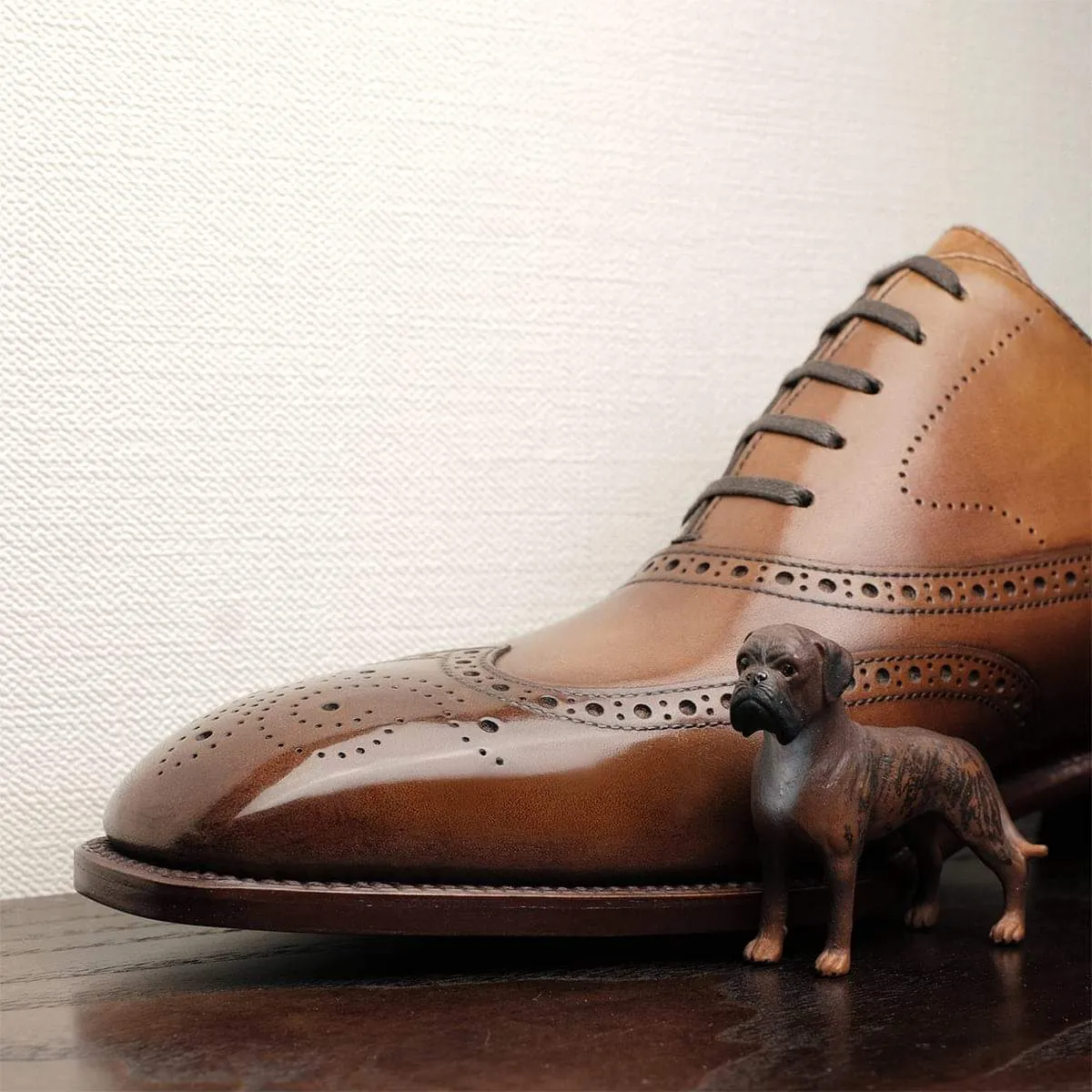 Tan Leather Cedria Brogue Wingtip Oxfords - Formal Shoes