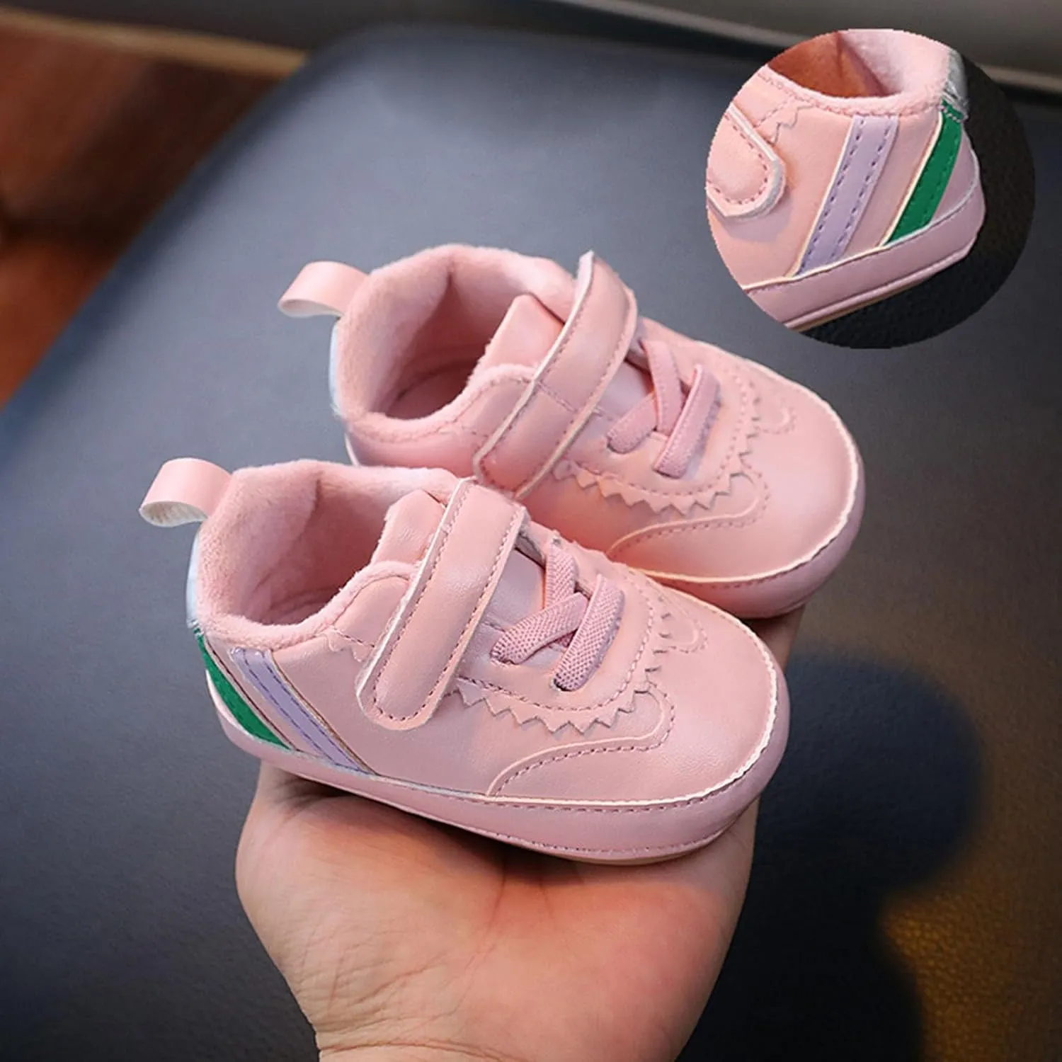 Unisex Baby Girls Shoes Infant Sneakers Thick Soles Non Slip Rubber Sole Toddler Crib First Walker Lightweight Shoes