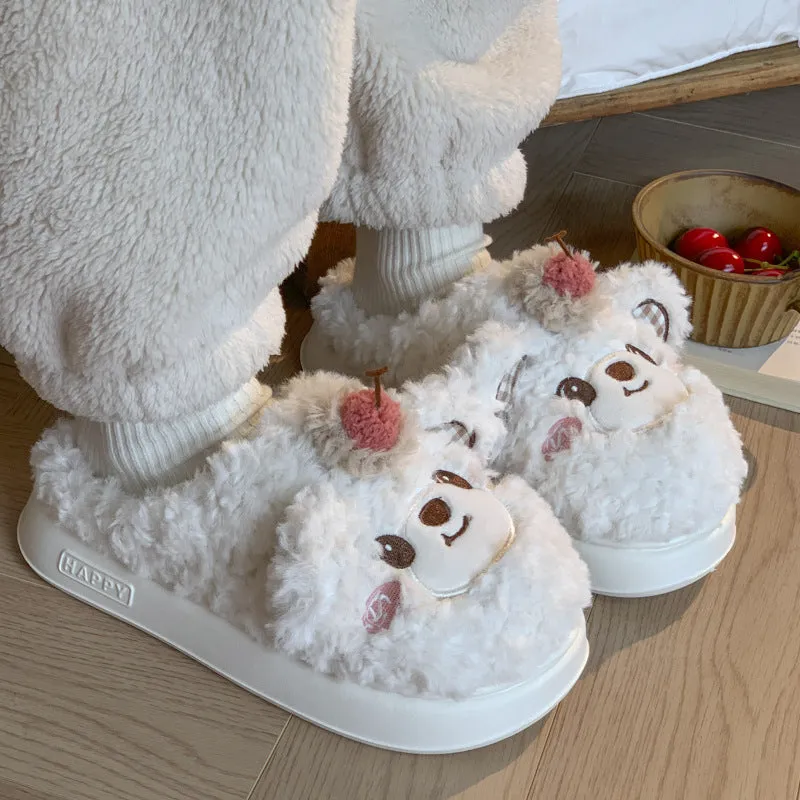 Wholesale Winter Indoor Home Thick Bottom Anti slip Warm Cute Hairy Cotton Winter Slippers