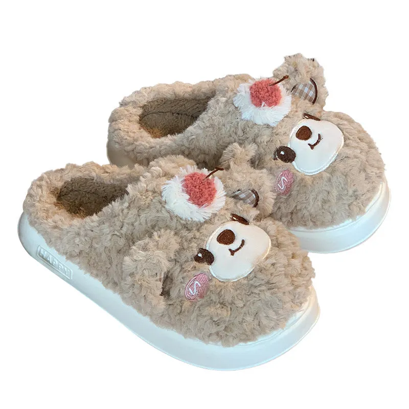 Wholesale Winter Indoor Home Thick Bottom Anti slip Warm Cute Hairy Cotton Winter Slippers
