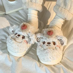 Wholesale Winter Indoor Home Thick Bottom Anti slip Warm Cute Hairy Cotton Winter Slippers