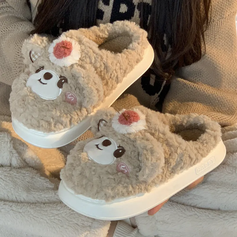 Wholesale Winter Indoor Home Thick Bottom Anti slip Warm Cute Hairy Cotton Winter Slippers