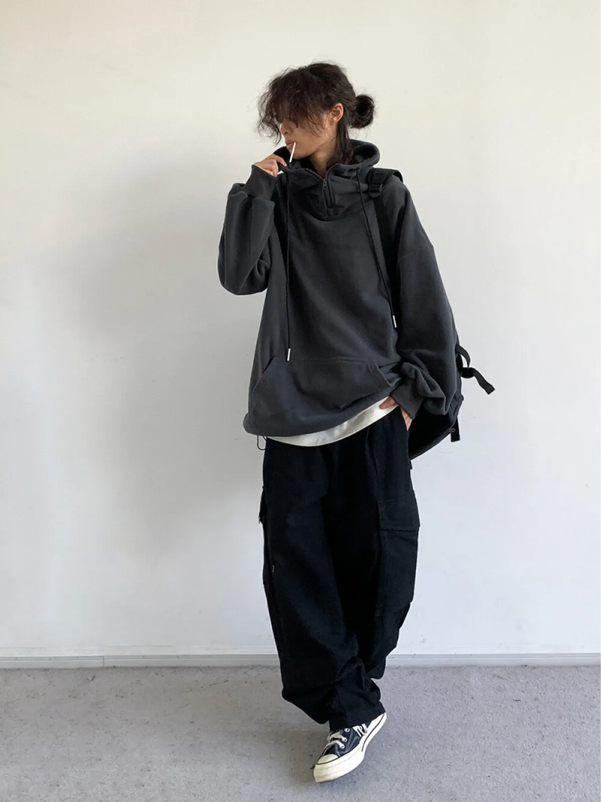 WLS Retro Hooded Collar Pullover Hoodie